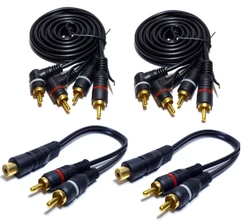 2 Cabo RCA 1,5 Metro mais 2 Y 2M1F Banhados a Ouro para Processador de Áudio Blindagem Simples Ideal Para Sistemas De Som Automotivo Alta Capacidade De Condução