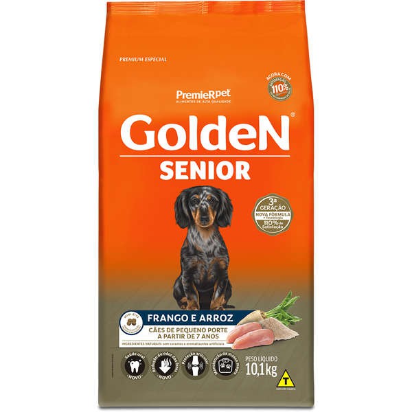 Ração Golden Sênior Mini Bits Cães Pequeno Porte Frango E Arroz 10,1 kg em Oferta na Shopee