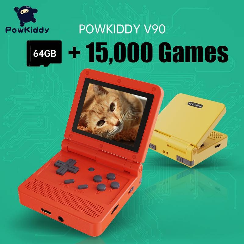 Console De Jogos Powkiddy V90 3 Polegadas HD IPS Tela Retro Flip