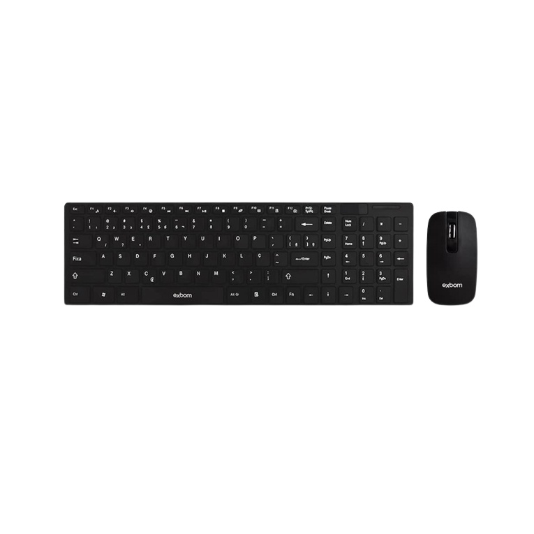 Teclado e Mouse Sem Fio Branco Kit Home Office BK-S1000 Exbom
