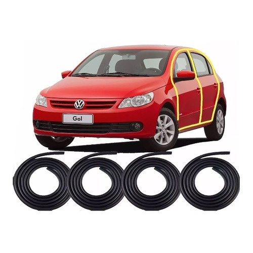 Kit Borrachas De Vedação Gol 2010 2011 2012 2013 - 4 Portas em Oferta na Shopee