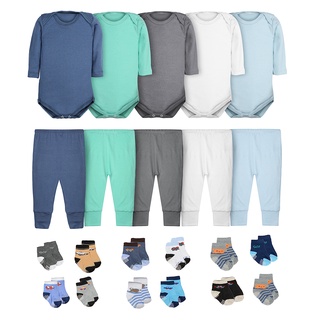 Body Bebê Calça Mijão e Meias Kit 22 Peças Manga Longa Masculino Roupinha de Bebê