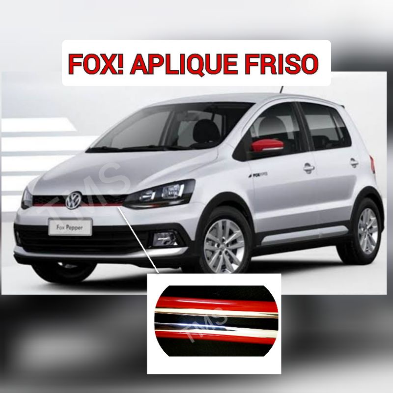 Aplique Friso Volkswagen Fox vermelho e Cromado 2010 a 2014 em Oferta na Shopee