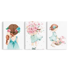 Kit Quadro Decorativo Infantil Quarto De Menina Aquarela