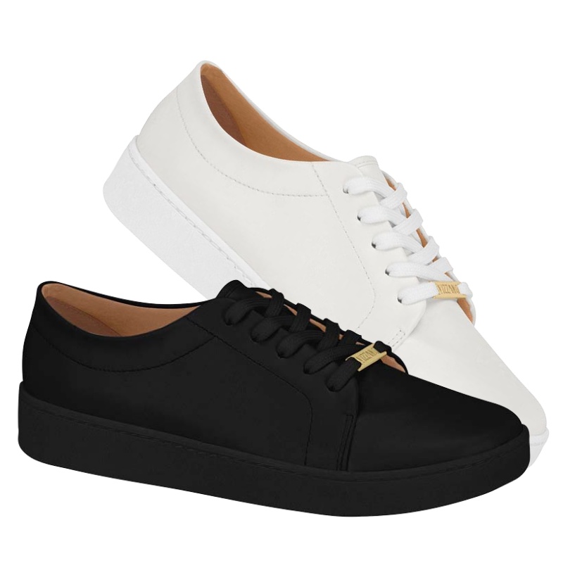 Tenis Branco Preto Feminino Vizzano Original Couro Sintetico | Shopee ...