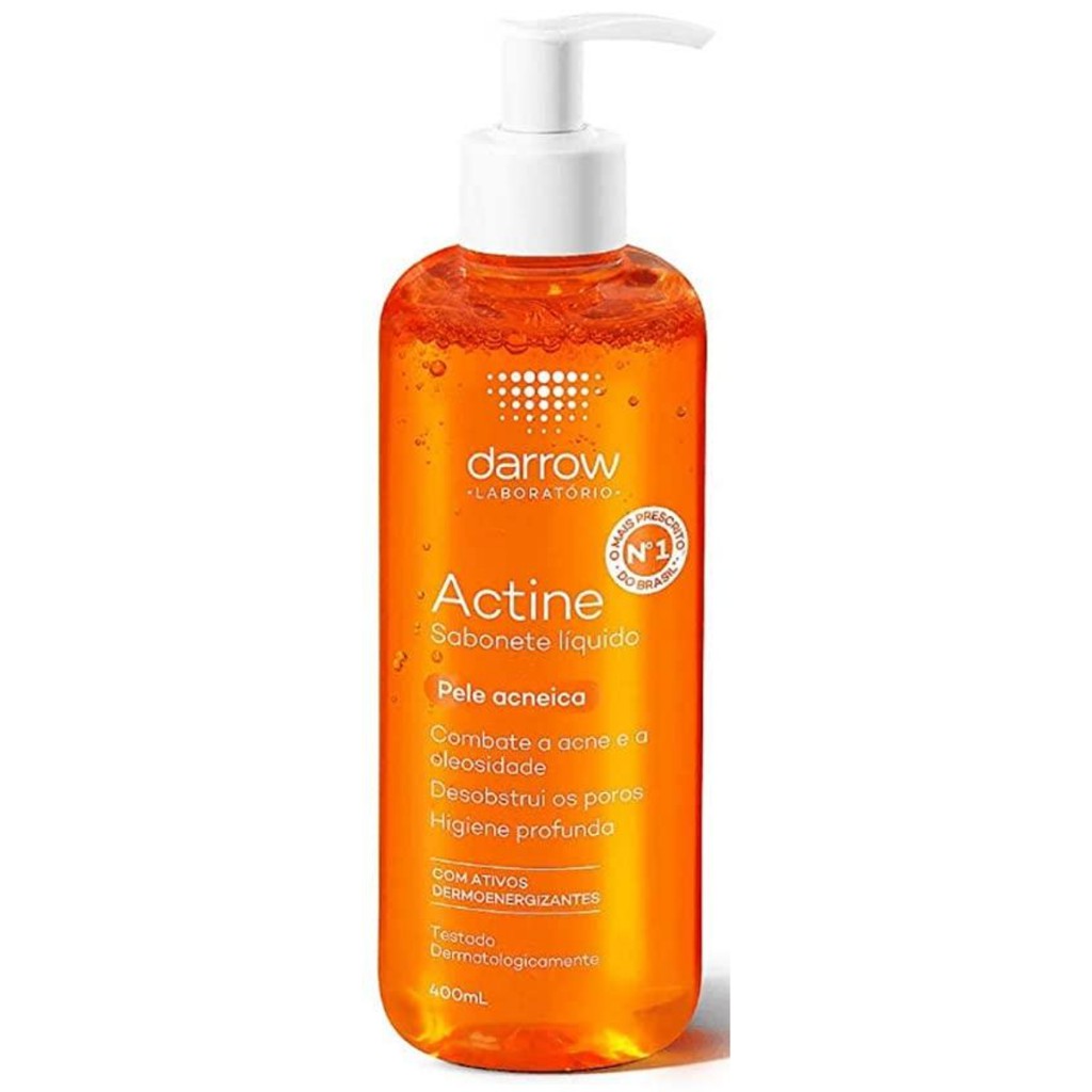 Sabonete Actine Liquido 400ml Limpeza facial- adeus Acne, cravos e ...