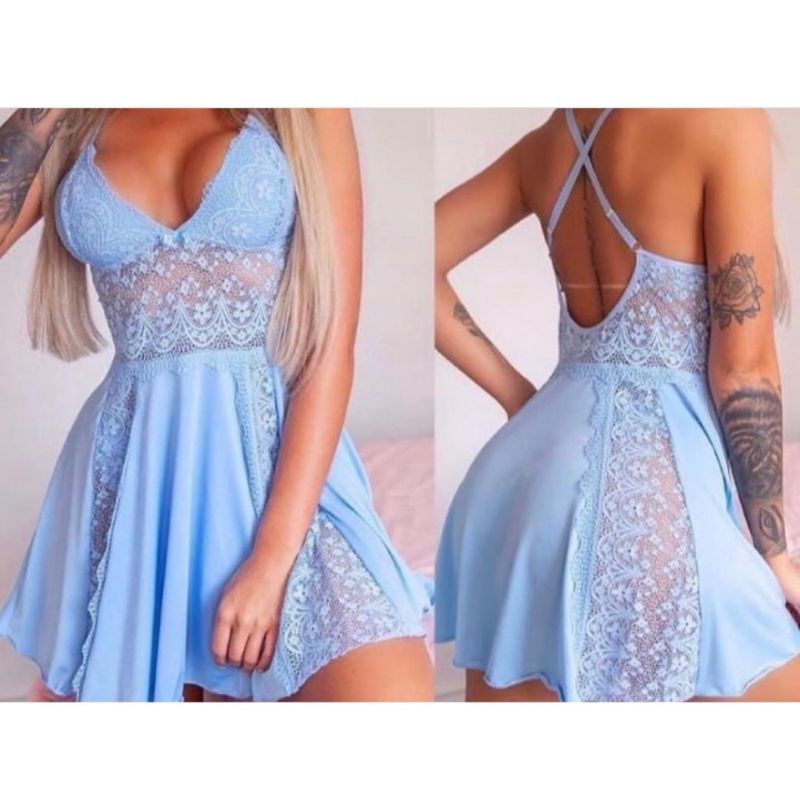Camisola Bonita Sensual Rendada Sem bojo Em Microfibra Cruzado Nas Costas