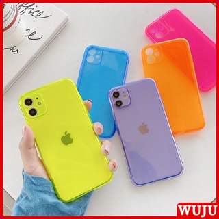 WUJU Capinha De Celular Transparente Fluorescente Capa Para iPhone 11 12 13 Pro Max XR 7 8 Plus SE 2020