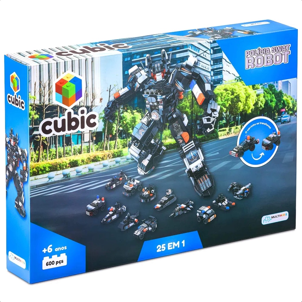 Brinquedo De Montar Cubic 25 Em 1 Polícia Swat Robot 600 Peças Acima De 6 Anos Multikids - BR1616 em Oferta na Shopee