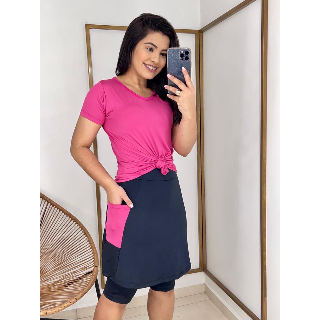 Conjunto Short Saia e Blusa Moda Fitness Evangélica Lançamentos Dessa Semana em Oferta na Shopee
