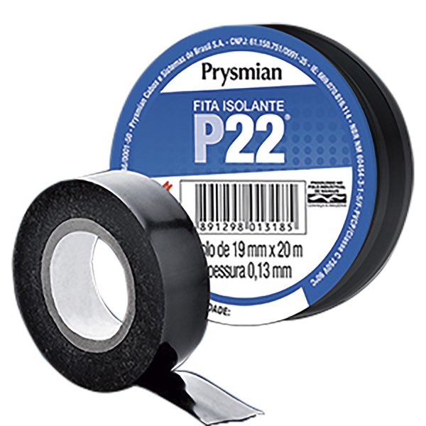 Fita Isolante Prysmian P22 19mm x 20 metros Preta