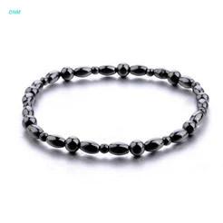 Onm Tornozeleira Magnética Hematita Pedra / Pulseira Cuidados Saúde / Joias / Terapia Preta