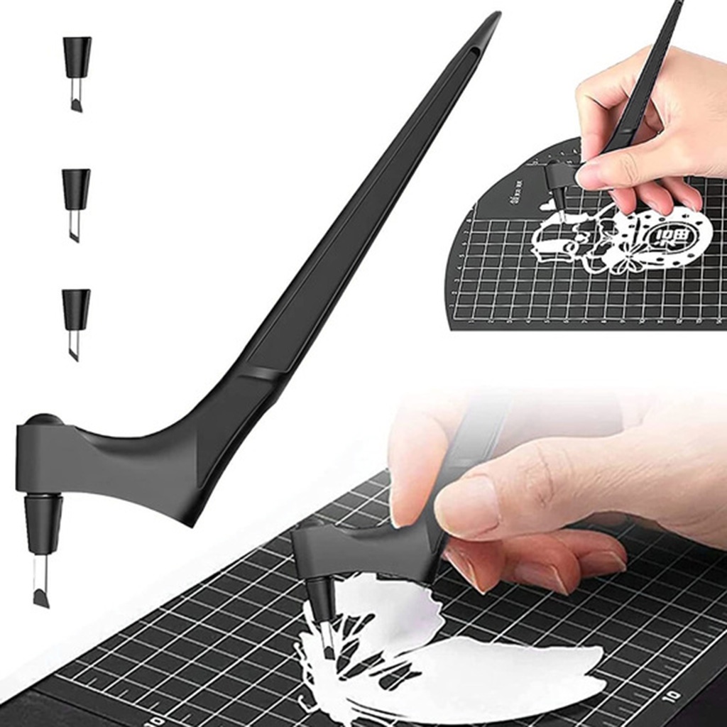 Estilete Precisao Cortador Manual Cabeça Giratória 360º Lâminas 15º 30º 45º Papel Scrapbook