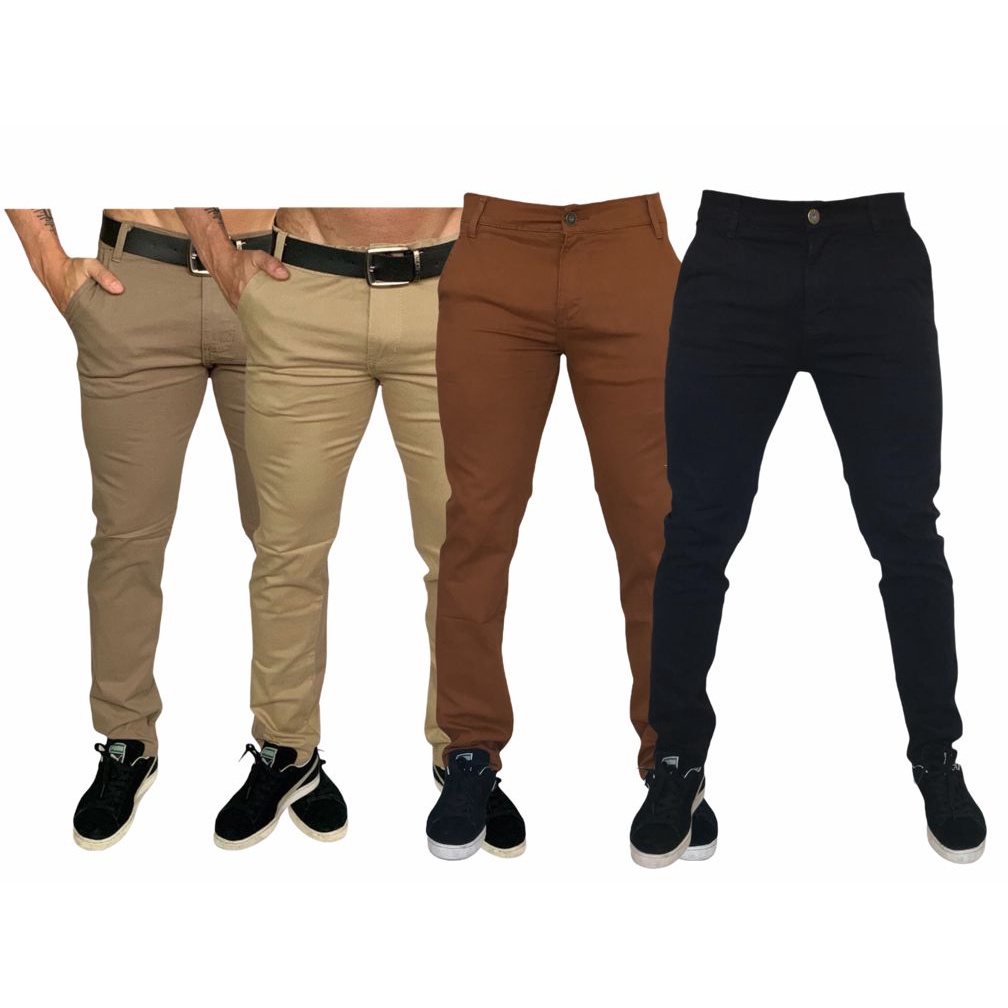 Calça Sarja Masculina Chino Brim Direto Da Fábrica - Bege