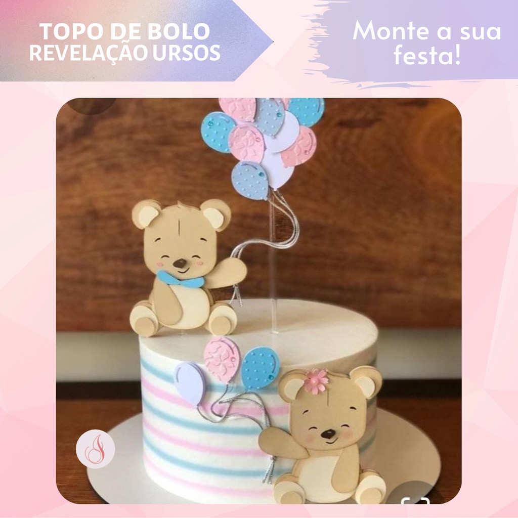 Topo De Bolo Cha Revelacao Cha De Bebe Fraldas Shopee Brasil