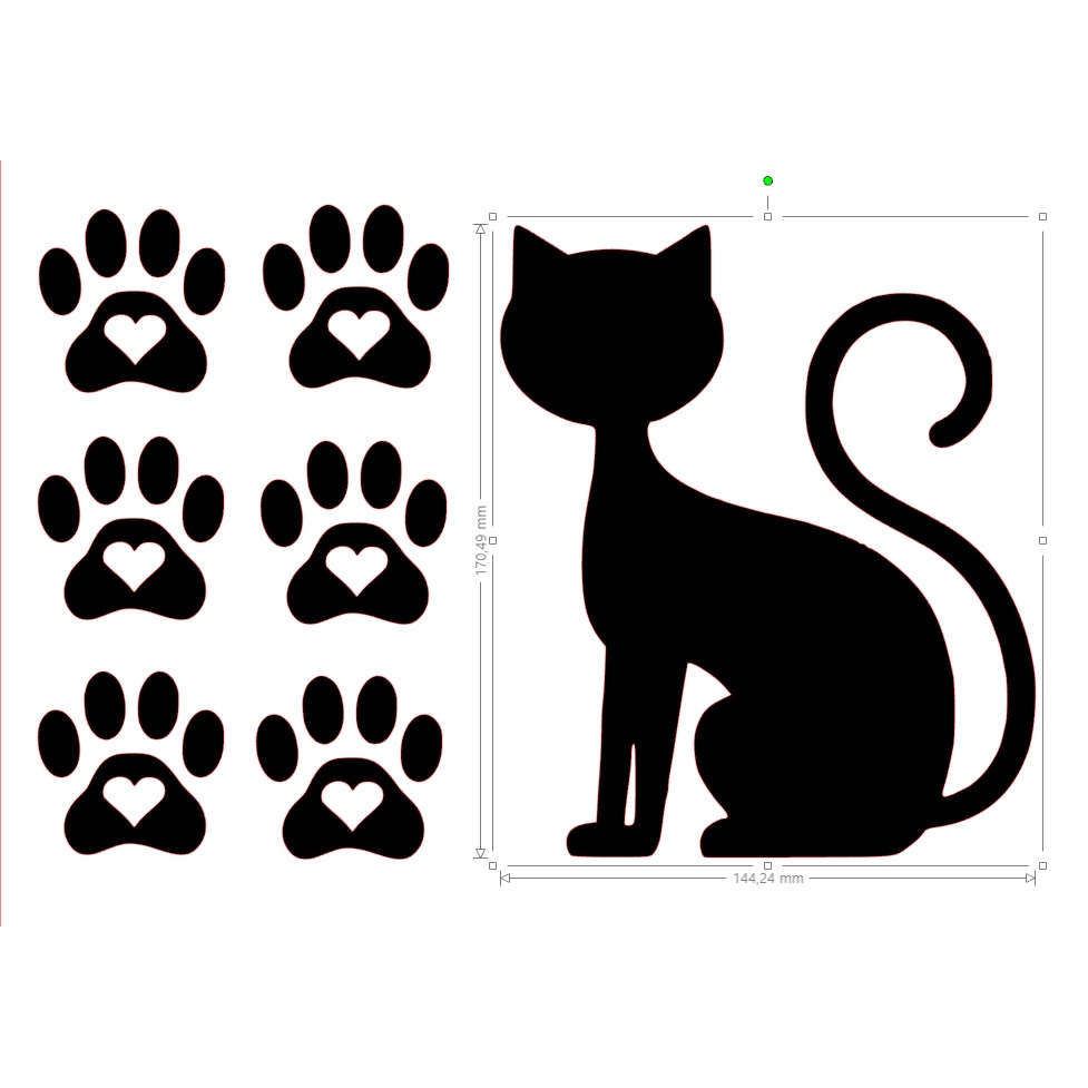 ADESIVO VINIL GATO MAIS PATINHAS COM CORAÇÃO