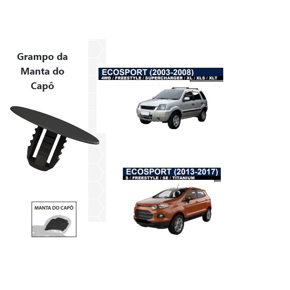 Kit dos grampos da moldura do capô Ford Fiesta Hatch - Ford Fiesta Hatch Novo  Plast Car
