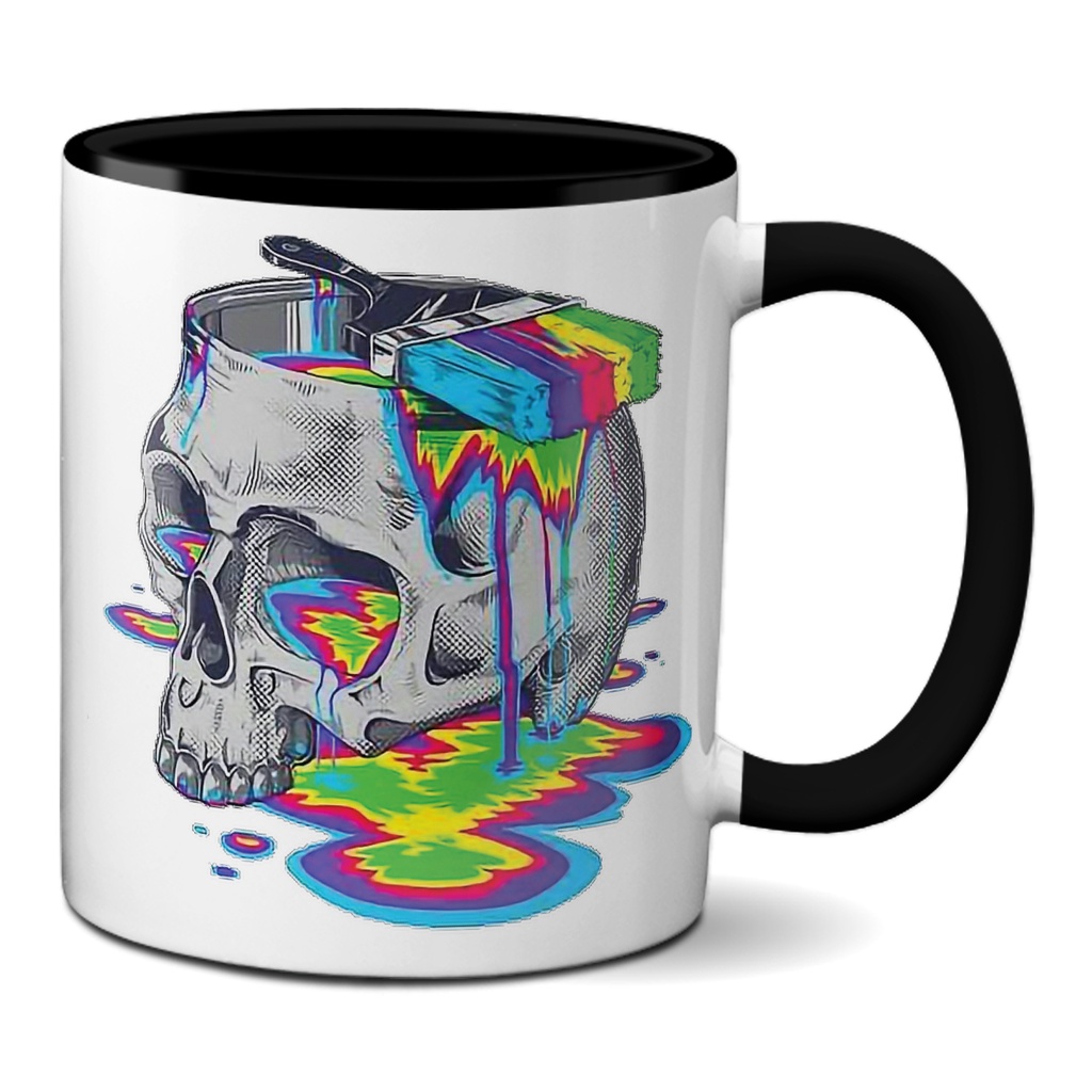 Xícara Caveira Psicodélica Lsd XícaraAlça e Interior Preta