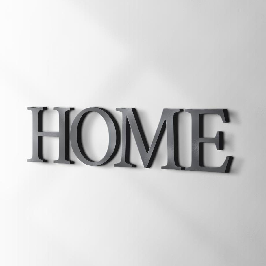 Palavra Decorativa HOME MDF Preto 6mm Aplique Parede Madeira Lettering Decoração Casa Lar Doce Lar