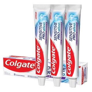 Kit c/ 3 Cremes Dentais Colgate Sensitive Pro-Alívio Real White 50g