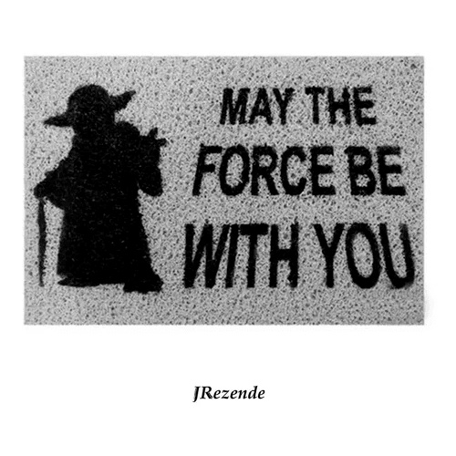 Tapete Capacho Vinil / PVC Coleção Cinema Star Wars Mestre Yoda MAY THE FORCE BE WITH YOU 60 cm X 40 cm