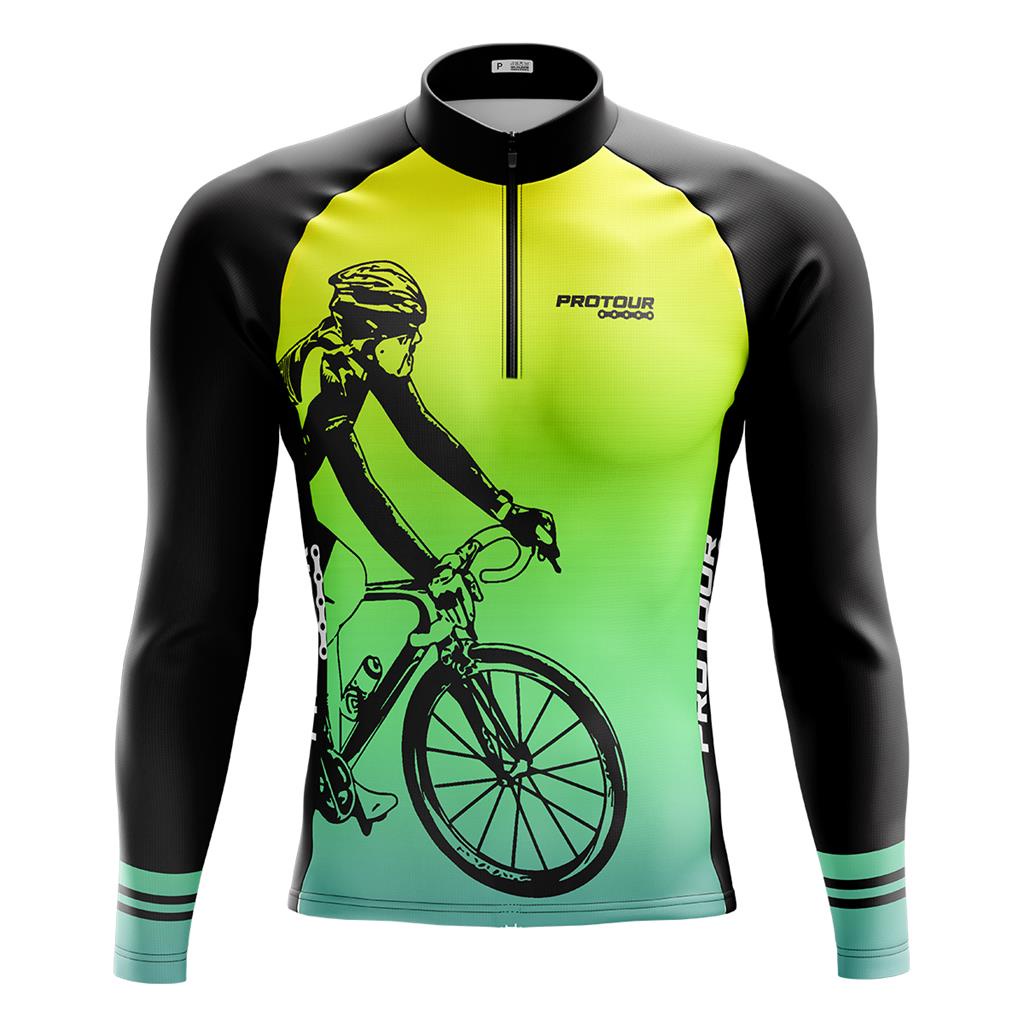 Camisa Ciclismo Camiseta Ciclista Roupa de Ciclismo Masculina Manga Longa Masculina Pro Tour Degrade Com Bolsos Uv 50+