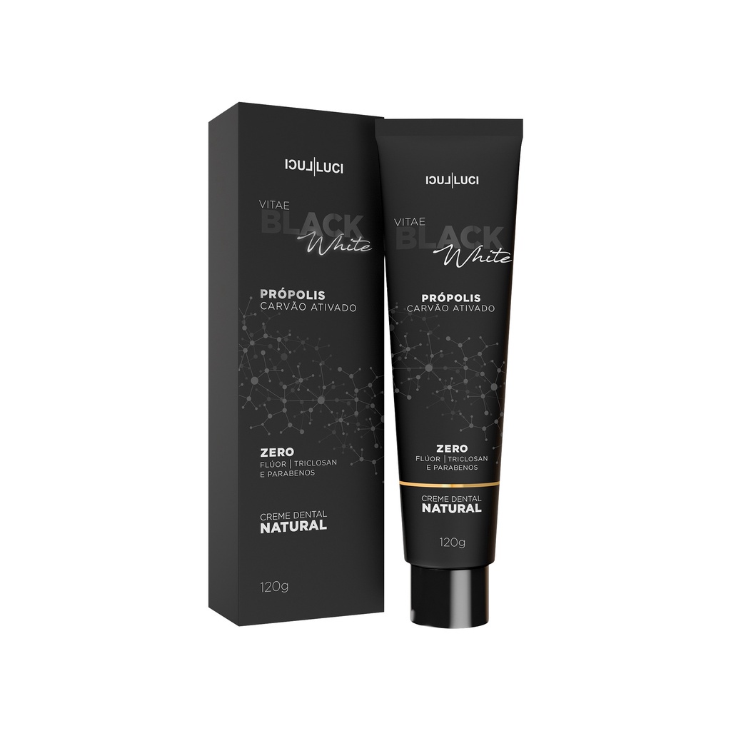 Gel / Creme Dental Vitae Black White Carvão Ativado 120g Luci Luci