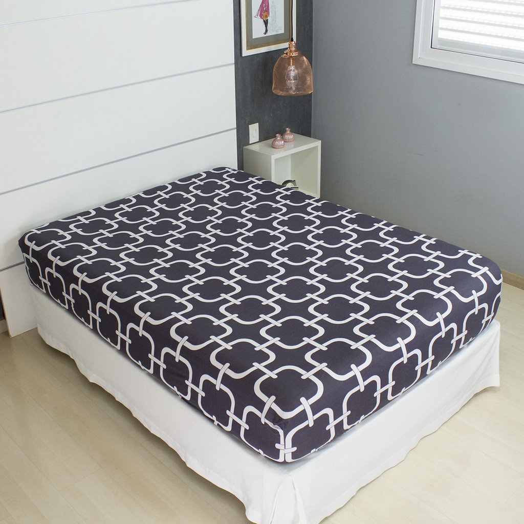 Lençol Cama Casal Avulso Estampado Malha 100% Algodão Toque Macio Com Elástico Conforto Cozzilar