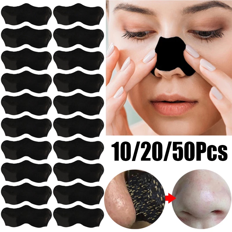 50 Pcs Bambu Carvão Profundo Limpeza Nariz Tira Cravo Nasal Ponto Facial Dot Adesivo Máscara Cabeça Preta Acne