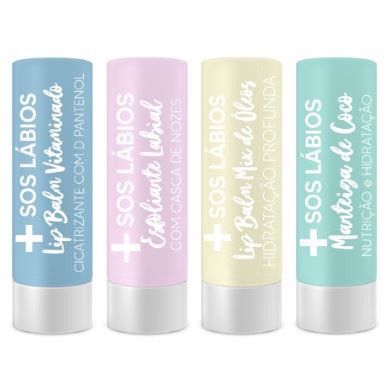 Kit Tratamento Proteção Labial - S.O.S Lábios Top Beauty C/4 un - Beauty