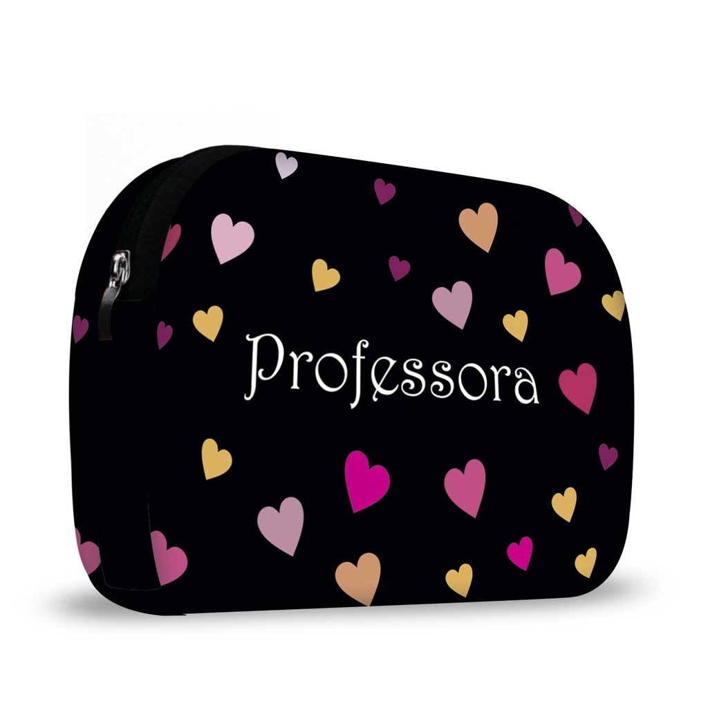Nécessaire em Neoprene - ISOPRENE - Coleção Profissões - Professora Corações