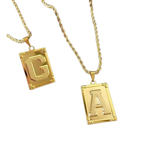 Colar trançado baiano Aço Inoxidável + Pingente letras nome 45cm/2.4mm - Folheado em Oferta na Shopee