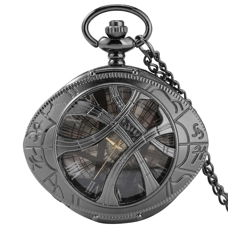 Steampunk Doctor Strange's Eye of Agamotto Tema Homens Mulheres Relógio De Bolso De Quartzo Colar Corrente