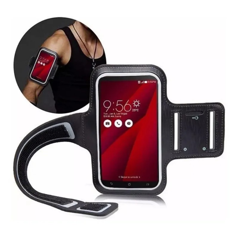 Braçadeira Suporte Celular Esporte Corrida Caminhada Academia Bike Ajustável Porta Chave Saída Fone