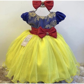 Vestido Festa Infantil Princesa Branca de neve e os Sete anoes 1  a 3 anos em Oferta na Shopee