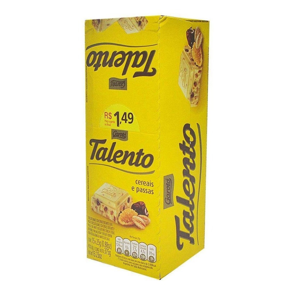 Chocolate Branco Mini Talento Cereais E Passas Garoto Shopee Brasil