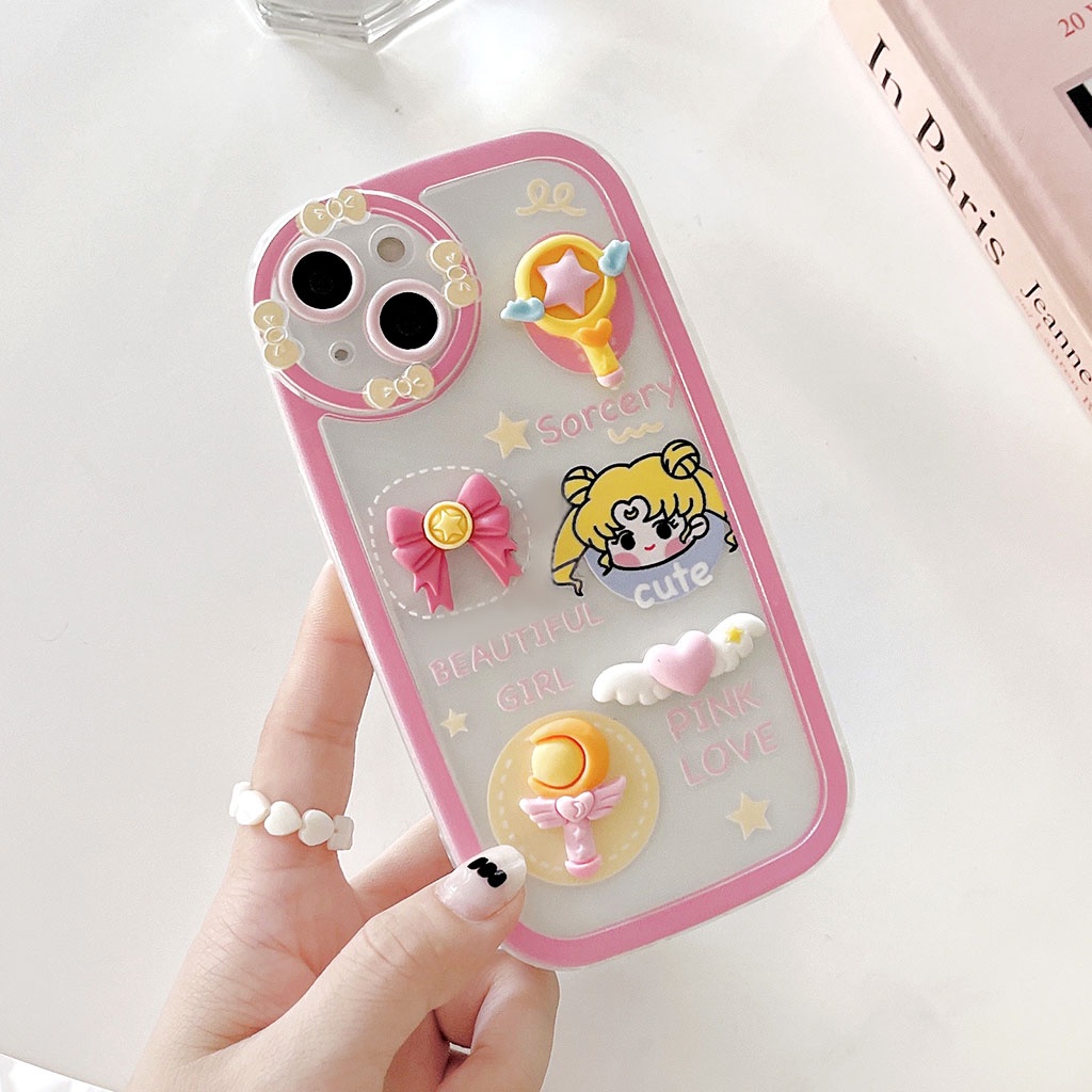 Capa De Celular Flexível De TPU Anti-Arranhão/Resistente A Quedas/3D/Sailor Moon Para iPhone 11/13/12 Pro Max