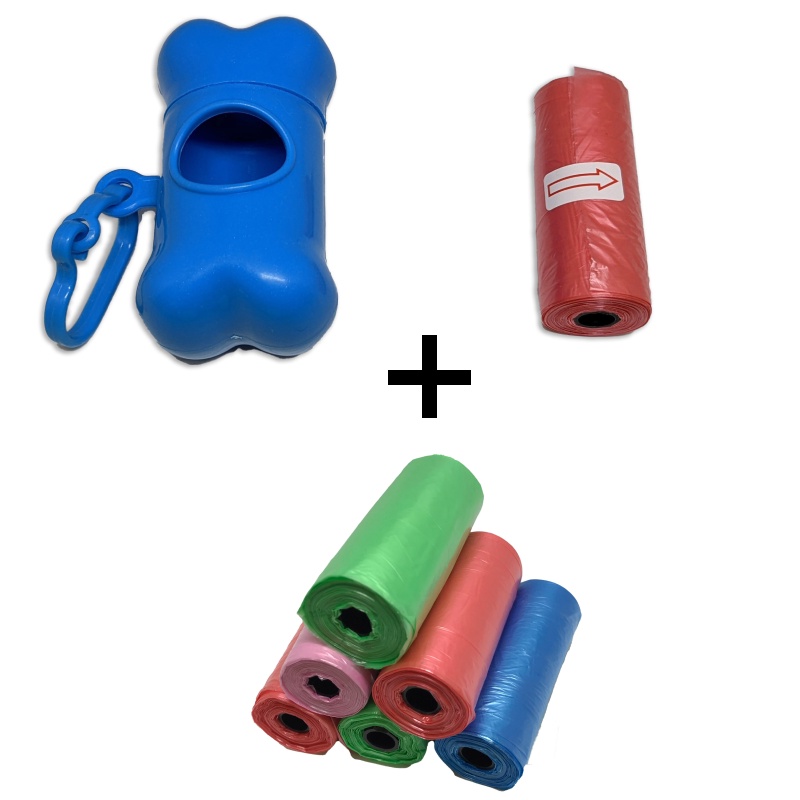 Cata Caca Porta Saquinho Higiênico e Refil Para Pet Cães Cachorro Refil 15 Saquinhos Por Rolo