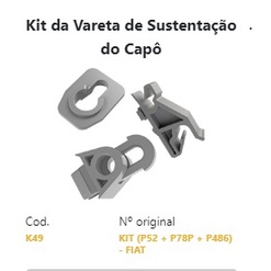 Kit de Sustentação da Vareta do Capô Fiat Fiorino 2004 até 2013 Fiat Brava 2000 2001 2002 2003