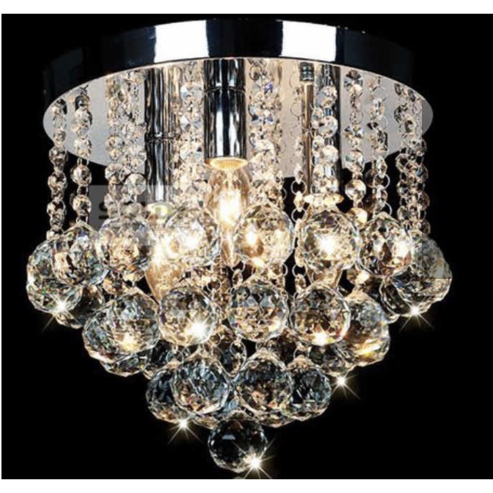Lustre de Cristal Legítimo K9 Base Redonda 30cm Pendente para Sala Quarto Corredor GU10