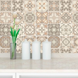 Papel De Parede Lavável Azulejo cozinha Tons De Bege 3 Mts em Oferta na Shopee