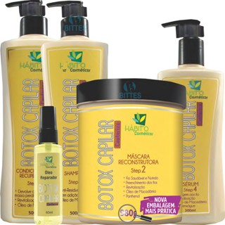 Kit Btox Capilar Reconstrução Cauterize Habito Cosméticos com Óleo Reparador em Oferta na Shopee