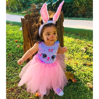 Fantasia infantil coelhinha da pascoa ensaio de pascoa bory saia de tule tiara coelho envio rápido em Oferta na Shopee