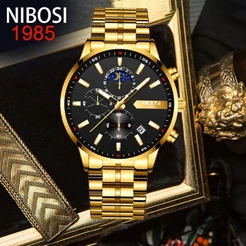NIBOSI 2501 Relógio Masculino À Prova D'água Em Aço Inoxidável