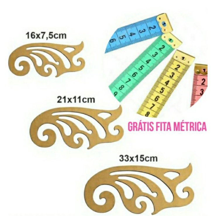 Kit 3 Reguas Modelagem Curva Francesa Costura Mdf + Fita Métrica