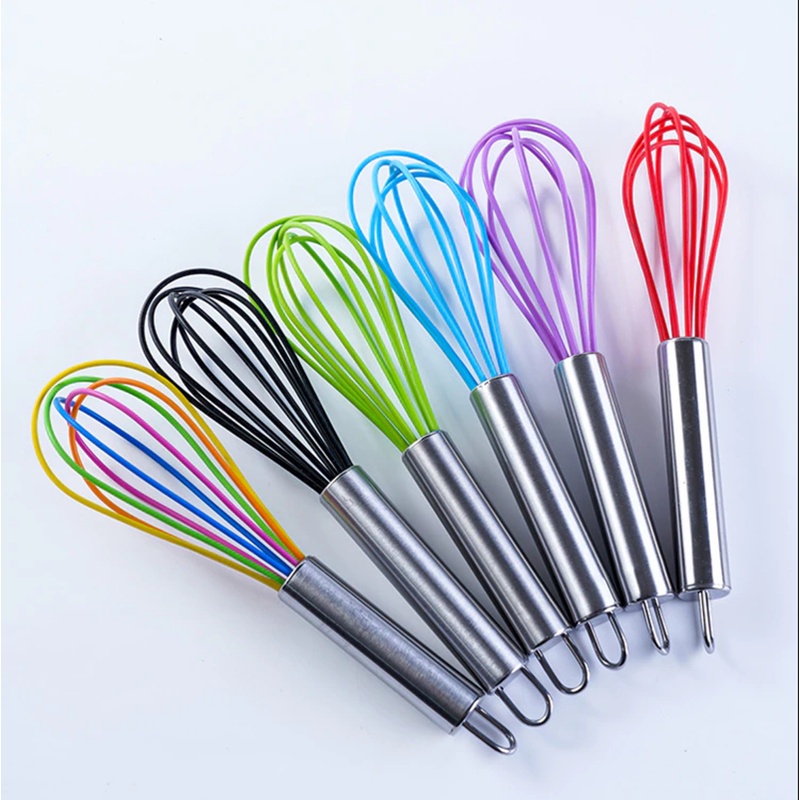 Kit 1, 2 ou 3 Peças - Batedor Silicone E Inox De Ovos Claras Utensílios De Cozinha Tamanho Diversos em Oferta na Shopee