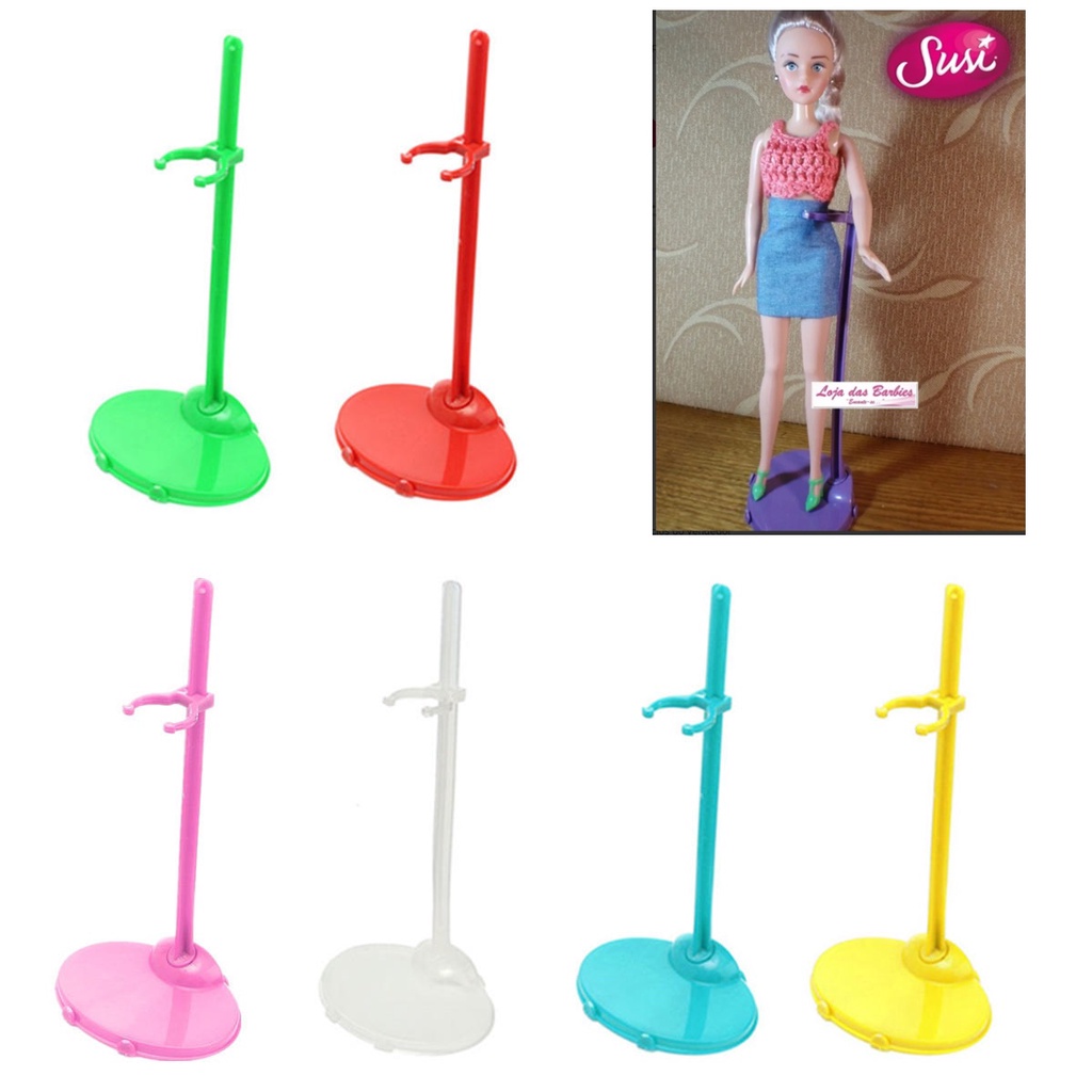 Kit 5 Suporte Para Boneca Susi Antiga Anos 60 70 80 Várias Cores Resistentes Base Expositores Pedestal