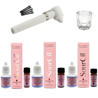 3 Henna Sourcil Sobrancelha Completa Com Fixador + Mixer Misturador Branco + Dappen Para Misturas em Oferta na Shopee