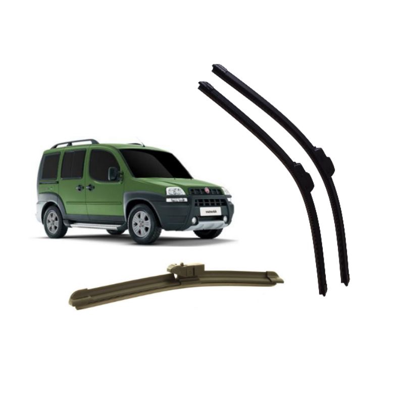 Kit Palheta Limpador Parabrisa Dianteiro + Traseiro Fiat Doblo 2001 a 2017