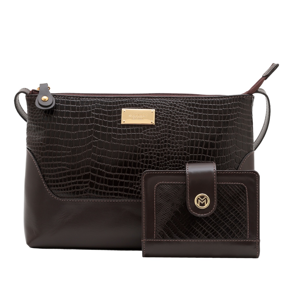 Kit Bolsa E Carteira Couro Legítimo Lezard Mariart 2194+101